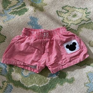 Red Gingham Swim Shorts with Mickey Smock